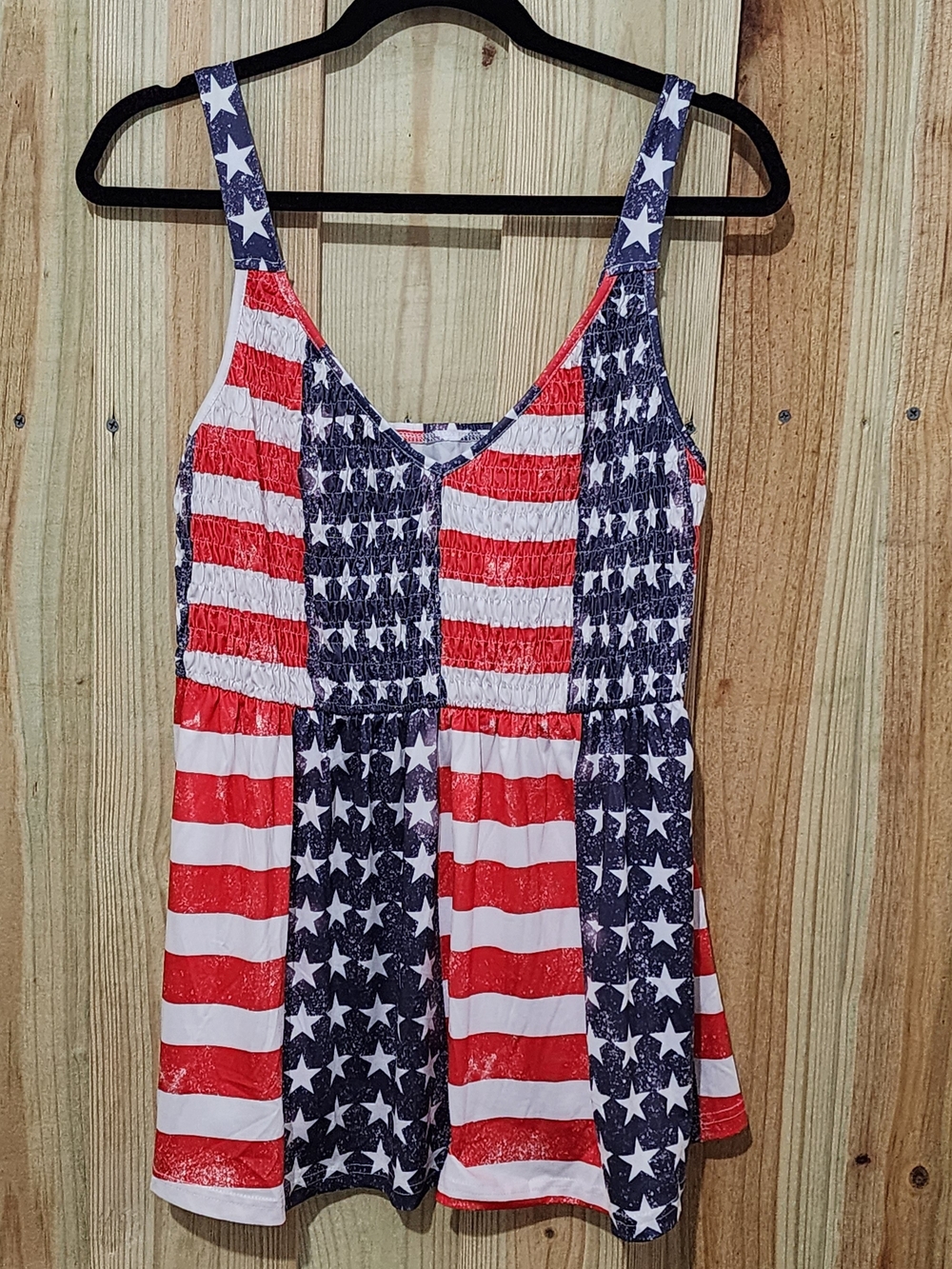 Red White and Blue Star & Stripe Smocked Tank Dress.
